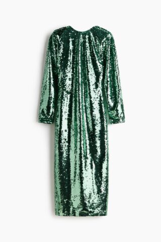H & M - Open-backjurk met pailletten - Smaragdgroen