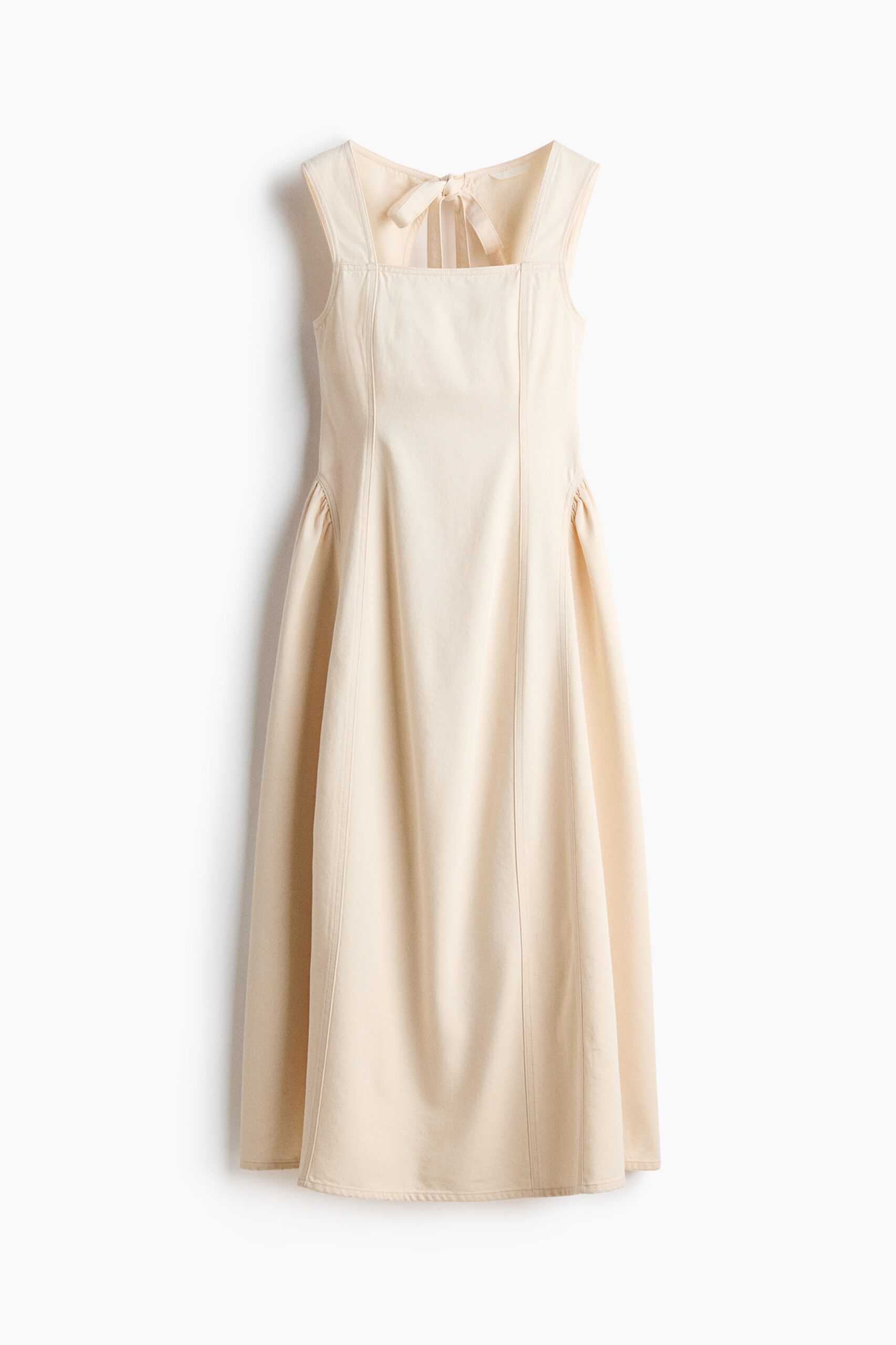 H & M - Twill jurk met uitlopende rok - Roomwit