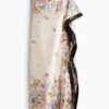 H & M - Bandeaujurk met draperie - Roomwit/Bloemen