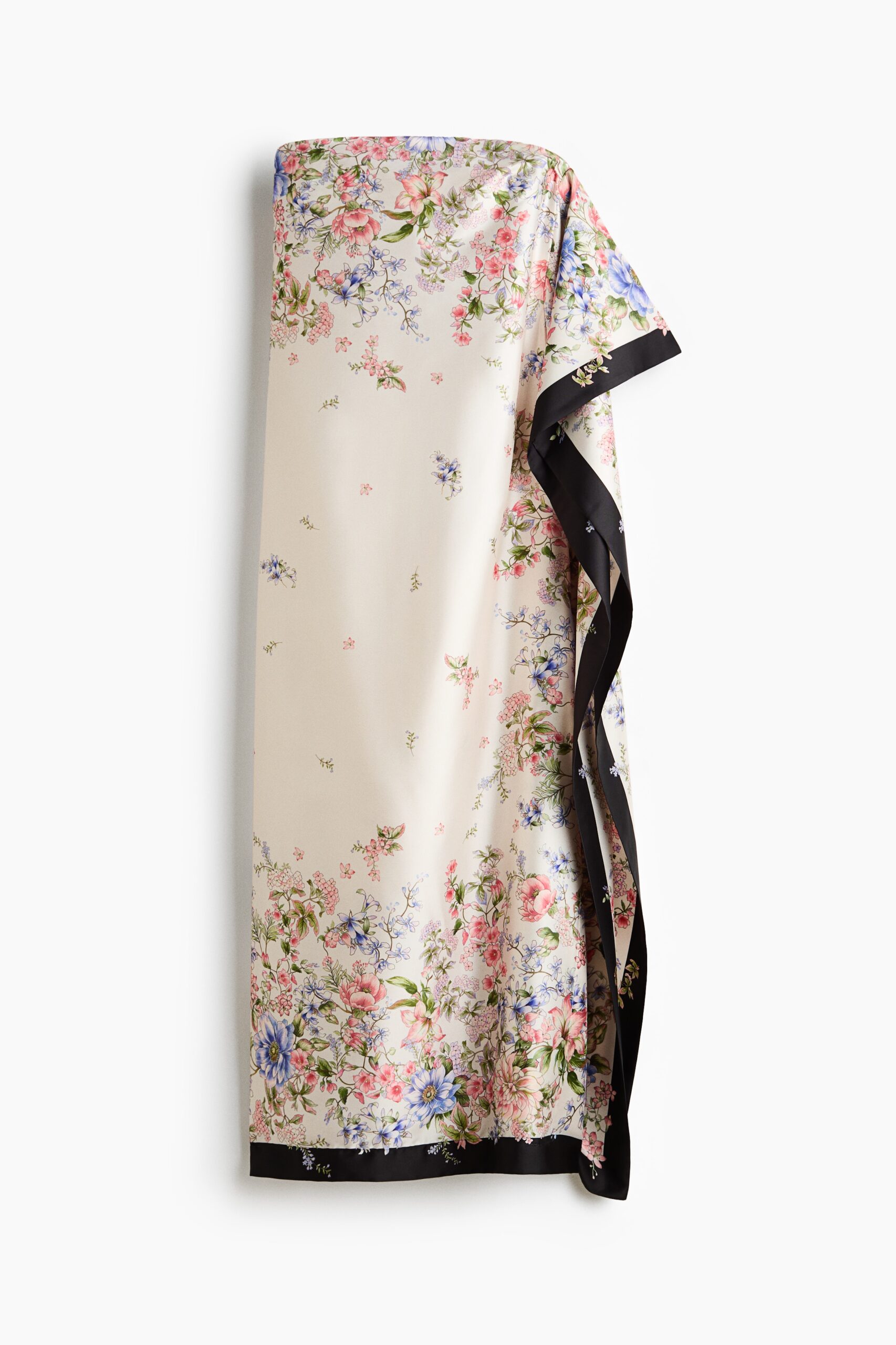 H & M - Bandeaujurk met draperie - Roomwit/Bloemen H & M - Bandeaujurk met draperie - Roomwit/Bloemen