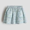 H & M - Popeline rok met bloemenprint - Lichtturkoois/Bloemen