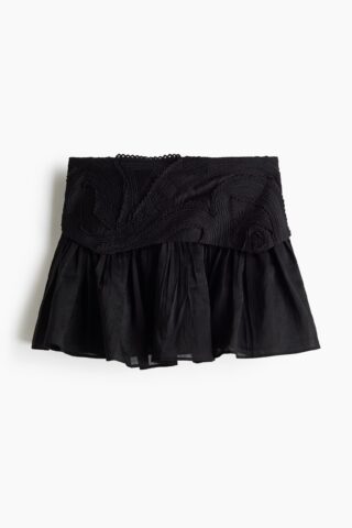 H & M - Minirok met borduursel - Zwart