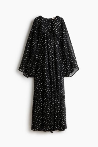 H & M - Strokenjurk met cape - Zwart/Polkadot