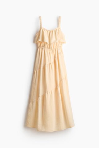 H & M - Volantjurk met strokenrok - Lichtgeel