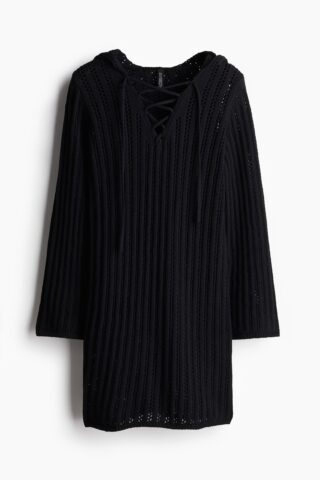 H & M - Capuchonjurk met rijgdetail - Zwart