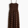H & M - Strappy jurk met smokwerk - Donkerbruin/Polkadot