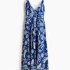 H & M - Open-backjurk met uitlopende rok - Helderblauw/Wit