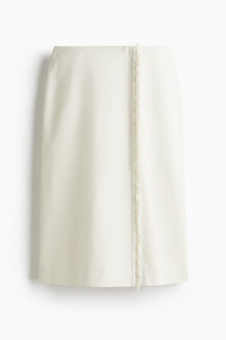 H & M - Overslagrok met rafels - Wit
