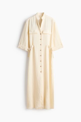 H & M - Getailleerde overhemdjurk - Roomwit
