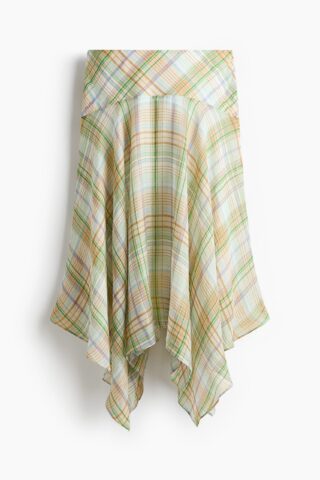H & M - Asymmetrische rok van lyocellmix - Groen/Geruit