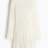 H & M - Jurk met gehaakte look en motieven - Roomwit
