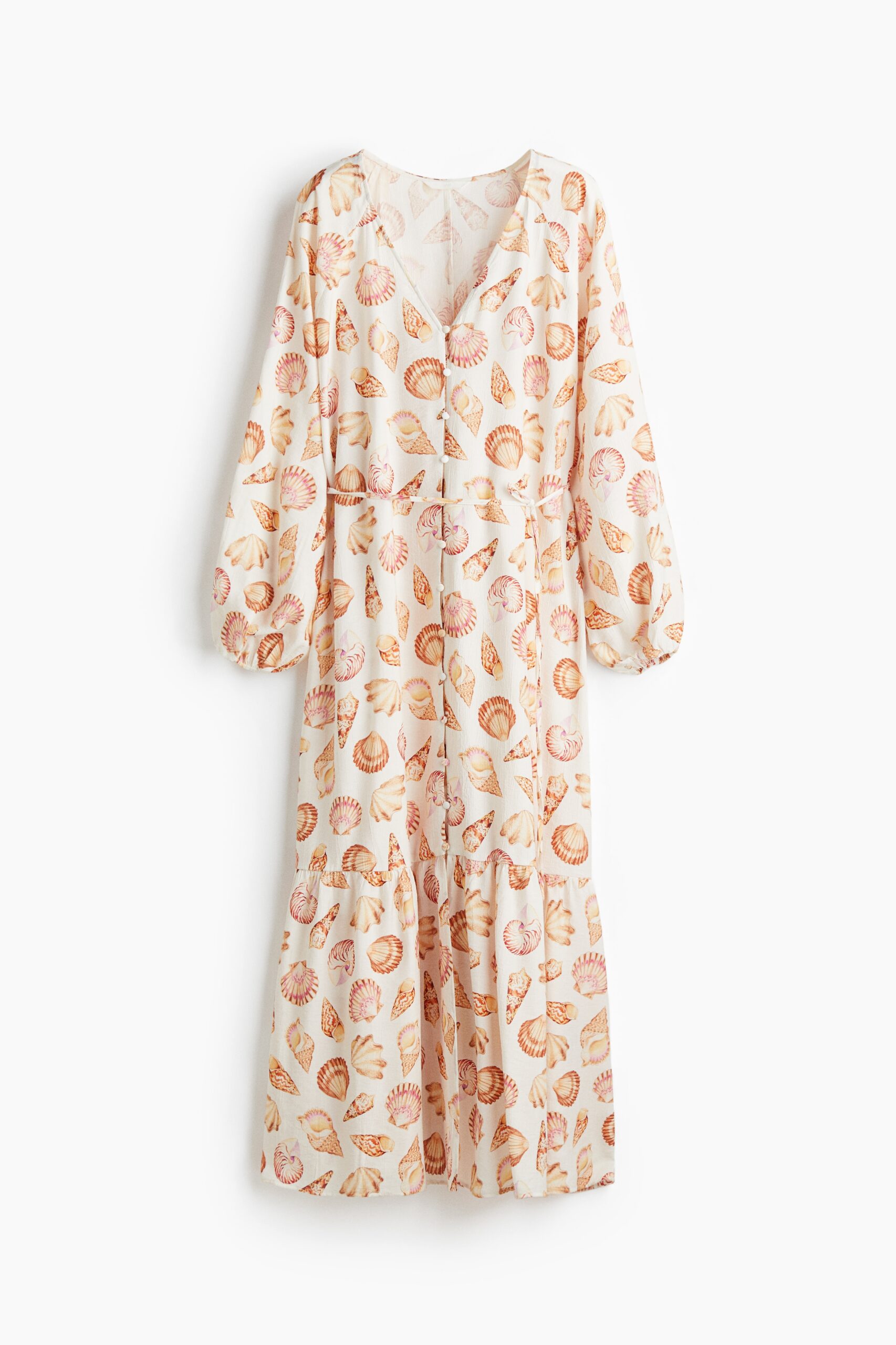 H & M - Jurk met strikceintuur - Roomwit/Schelpen H & M - Jurk met strikceintuur - Roomwit/Schelpen
