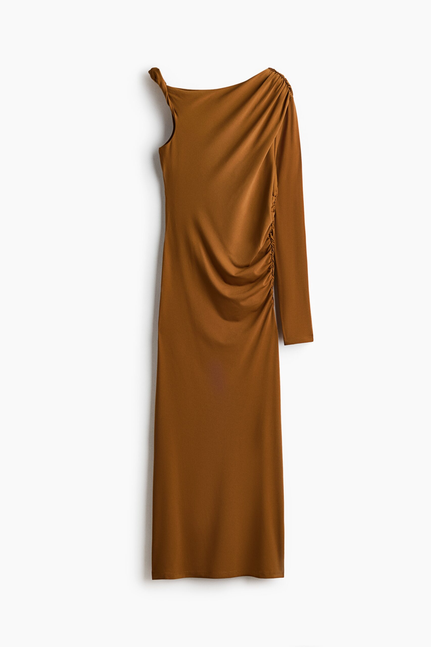 H & M - Gedrapeerde one-shoulderjurk - Bruin