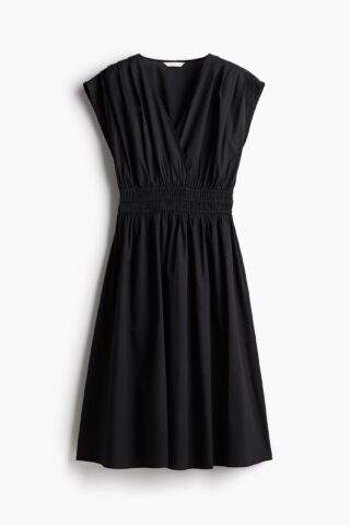 H & M - Katoenen jurk met smokwerk - Zwart