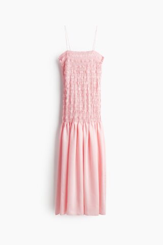 H & M - Gesmokte maxi-jurk - Lichtroze