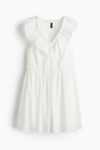 H & M - Katoenen jurk met volant - Wit