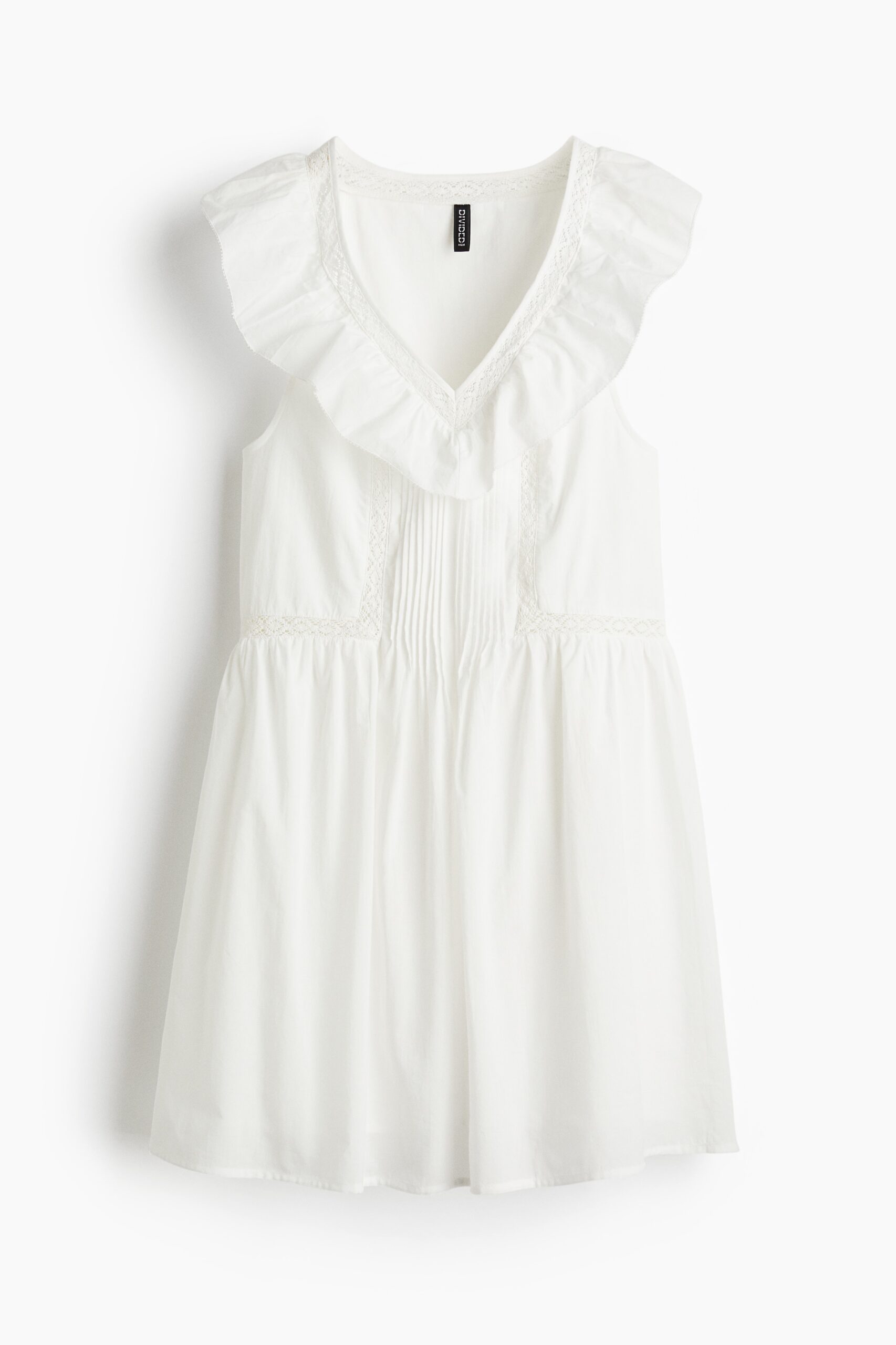 H & M - Katoenen jurk met volant - Wit H & M - Katoenen jurk met volant - Wit
