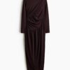 H & M - Gedrapeerde tricot jurk - Donkerbruin