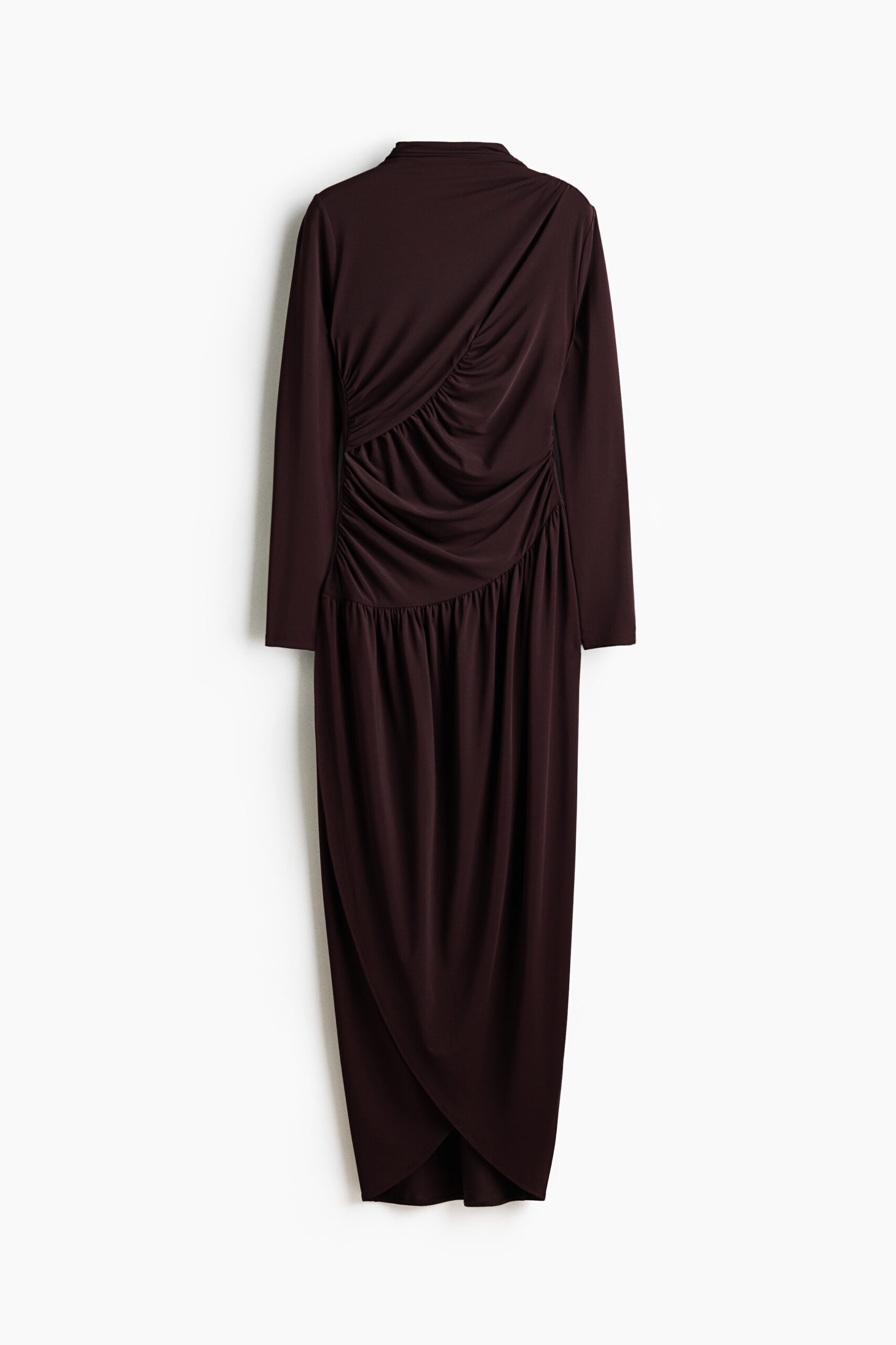 H & M - Gedrapeerde tricot jurk - Donkerbruin