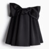 H & M - Satijnen mini-jurk met strik - Zwart
