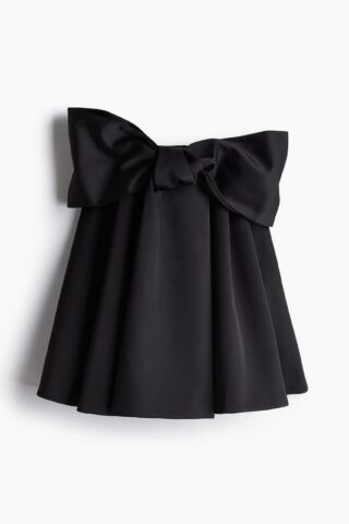 H & M - Satijnen mini-jurk met strik - Zwart