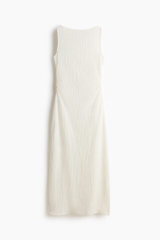 H & M - Crinklejurk met boothals - Roomwit