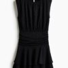 H & M - Crinklejurk met stroken - Zwart