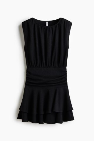 H & M - Crinklejurk met stroken - Zwart