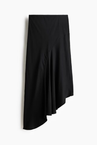 H & M - Asymmetrische satijnen rok - Zwart