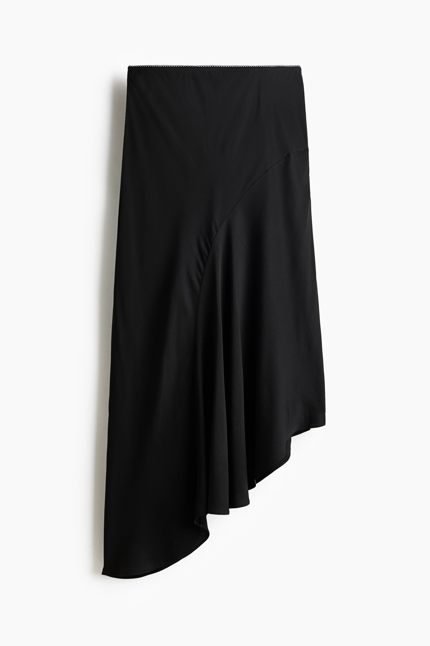 H & M - Asymmetrische satijnen rok - Zwart