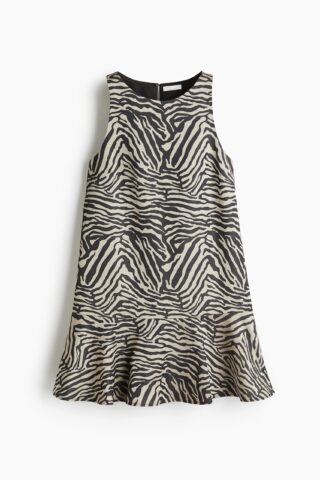 H & M - A-linejurk - Lichtbeige/Zebradessin