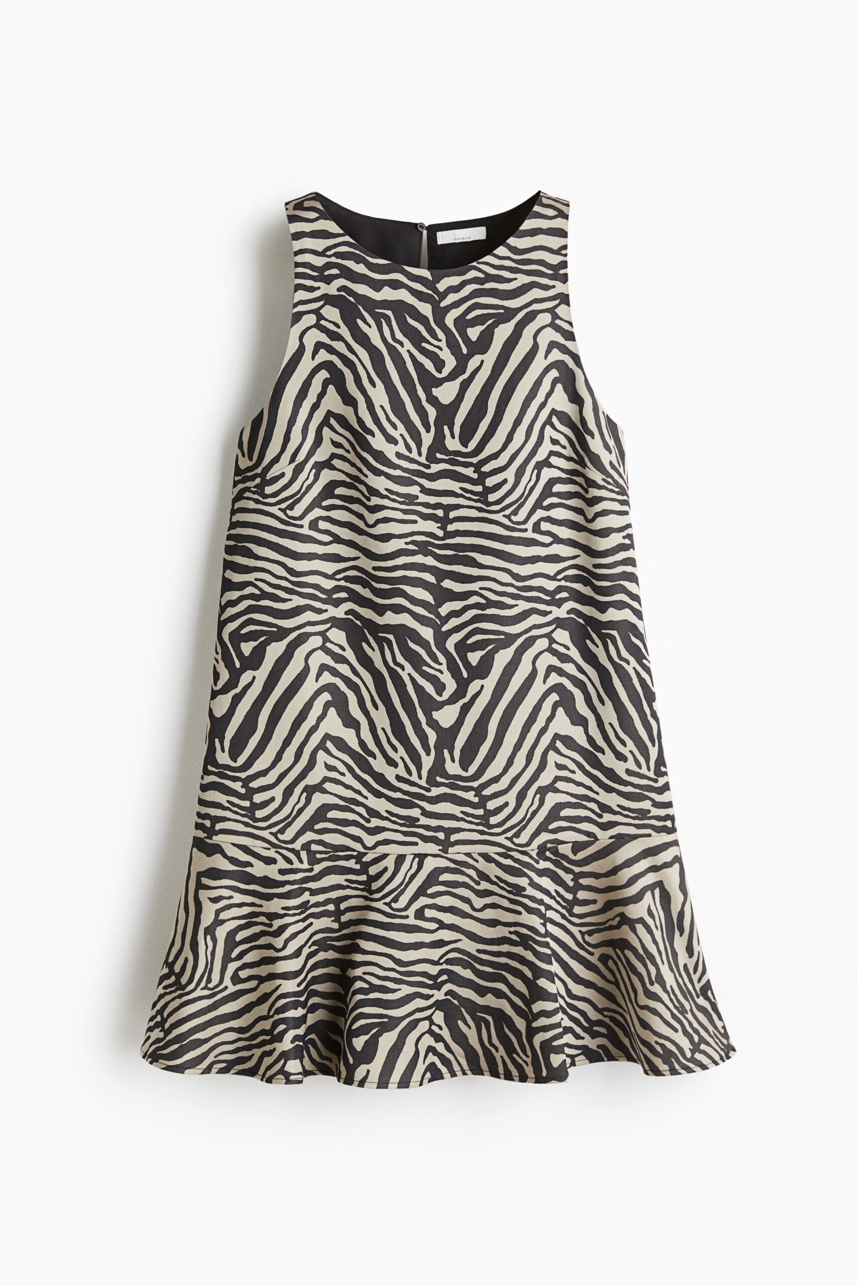H & M - A-linejurk - Lichtbeige/Zebradessin