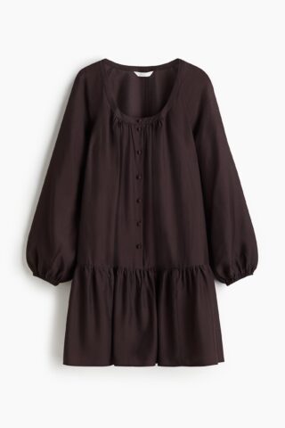 H & M - Tuniekjurk met knoopsluiting - Donkerbruin
