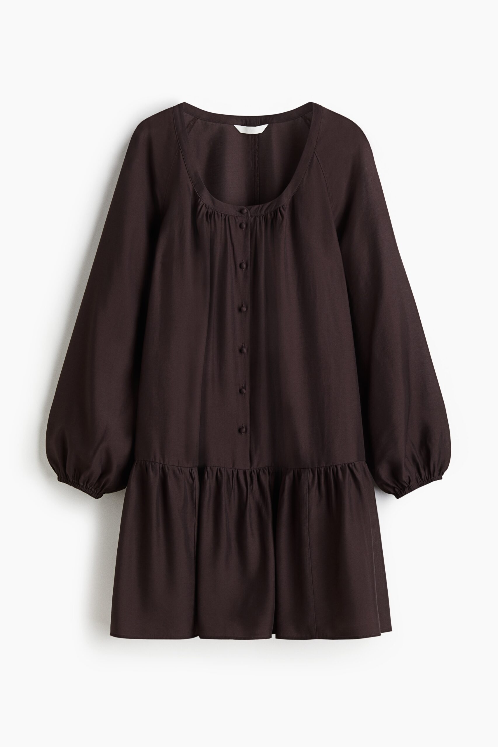 H & M - Tuniekjurk met knoopsluiting - Donkerbruin
