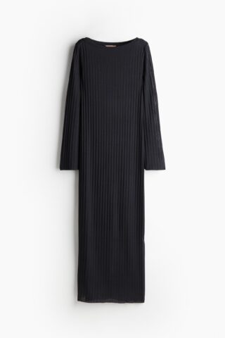 H & M - Ribgebreide jurk - Lichtzwart
