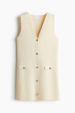 H & M - Jurk met V-hals - Bleekgeel