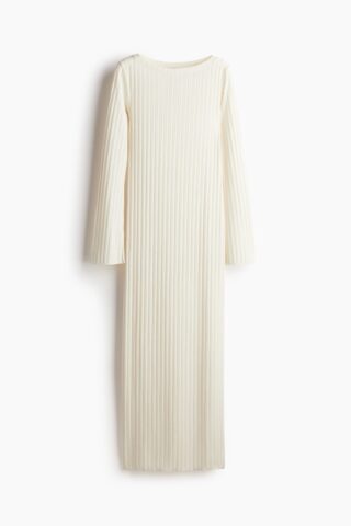 H & M - Ribgebreide jurk - Roomwit