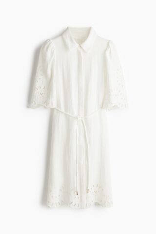 H & M - Jurk met broderie anglaise - Wit