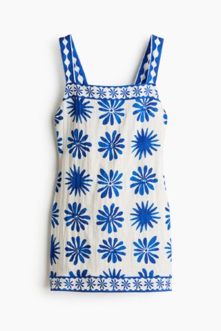H & M - Mouwloze open-backjurk - Wit/Bloemen