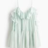H & M - Organza volantjurk - Licht Mintgroen
