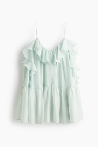 H & M - Organza volantjurk - Licht Mintgroen