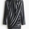 H & M - Glanzende gedrapeerde jurk - Donkergrijs