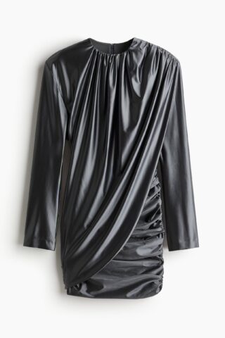 H & M - Glanzende gedrapeerde jurk - Donkergrijs