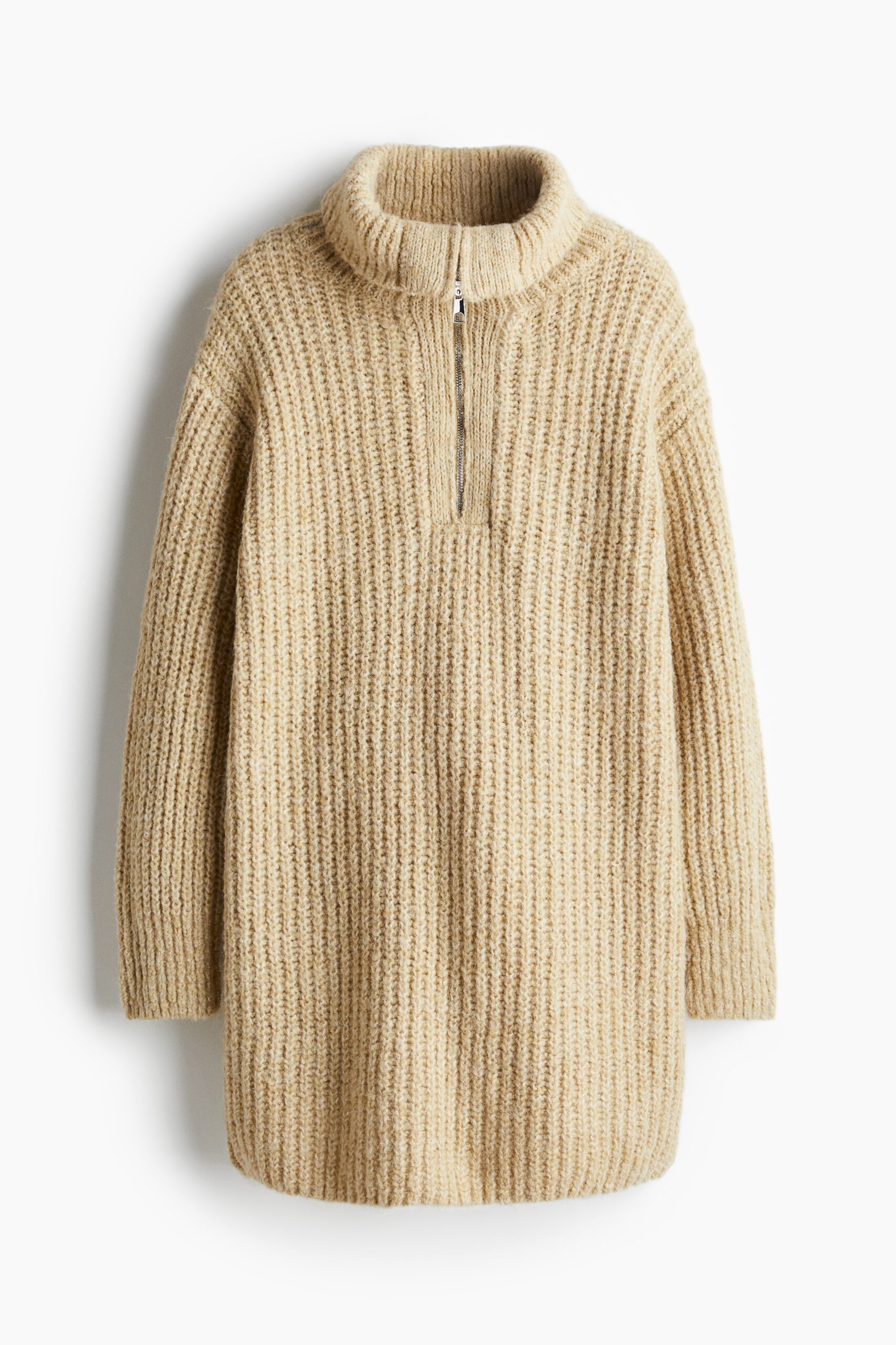 H & M - Ribgebreide ziptop-jurk - Beige H & M - Ribgebreide ziptop-jurk - Beige