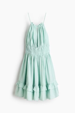 H & M - Jurk van linnenmix met flared rok - Lichtturkoois