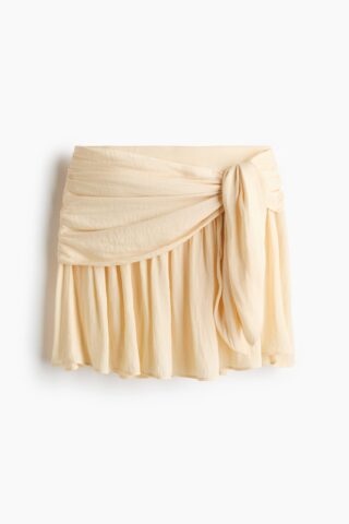 H & M - Flared rok met strikdetail - Lichtgeel