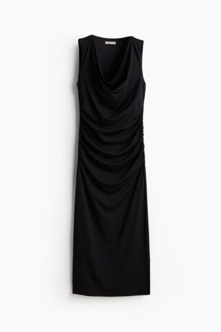 H & M - Jurk met watervalhals - Zwart
