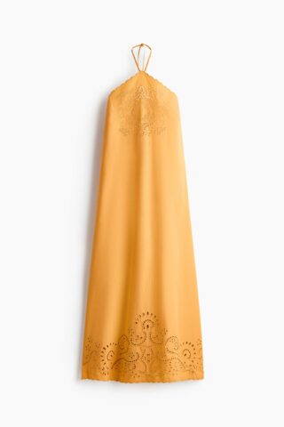 H & M - Halterjurk met broderie anglaise - Geel