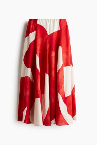 H & M - Katoenen cirkelrok - Rood/Dessin