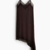 H & M - Strappy jurk met kant - Donkerbruin